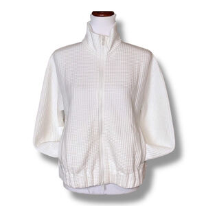 Peter Millar NWOT Flora Knit Jacquard Jacket Womens Small White Full Zip Modal